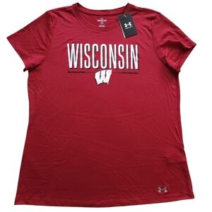 New W Tags Wisconsin Badgers Under Armor Loose Fit 2XL Tshirt